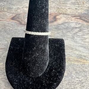 Sterling silver 925 rhinestone or CZ studded ring band size 8.25